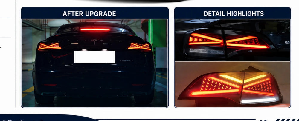 AP-022 Tesla Model 3 Shadow-Wing Taillight Assembly - application detail