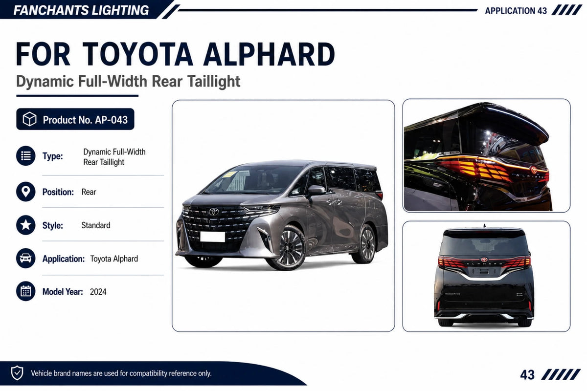 AP-043 Toyota Alphard Dynamic Full-Width Rear Taillight - official catalog overview