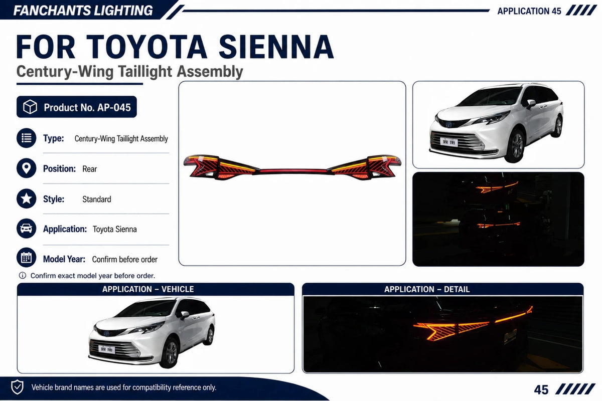 AP-045 Toyota Sienna Century-Wing Taillight Assembly - official catalog overview