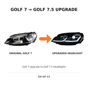 Volkswagen Golf 7 ZH-GF-13 Golf 7 to Golf 7.5 headlight upgrade comparison