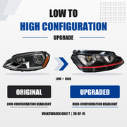 FANCHANTS low-to-high configuration halogen upgrade headlight for Volkswagen Golf 7 2013-2017, original-to-upgraded comparison