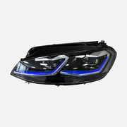 FANCHANTS medium-configuration halogen headlight assembly for Volkswagen Golf 7.5 2017-2019, supplied blue-accent front view for visual comparison only