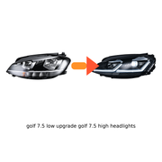 Volkswagen Golf 7.5 ZH-GF-23 low to high headlight upgrade comparison