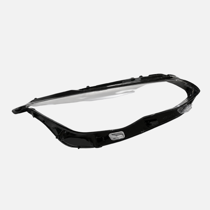 FANCHANTS aftermarket high-configuration headlight lens component for Volkswagen Golf 8 2020-2023; compare transparent lens, black perimeter frame, mounting details and required side