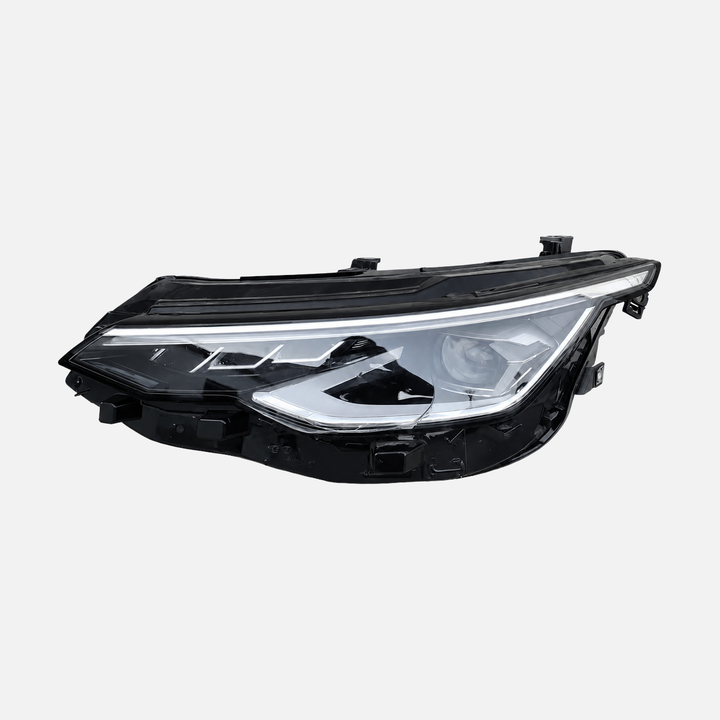 Front view of FANCHANTS aftermarket high-configuration LED headlight assembly for Volkswagen Golf 2024-2025; verify side and original lamp