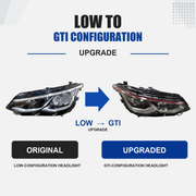 FANCHANTS LOW-to-GTI headlight upgrade comparison for Volkswagen Golf 8 2020-2023; verify South Africa Halogen source configuration and side