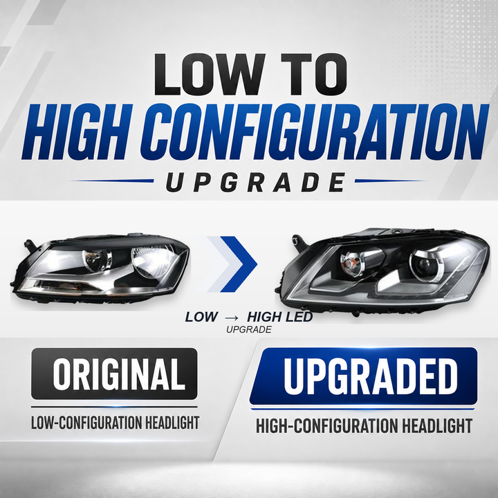 FANCHANTS low-to-high LED upgrade headlight comparison for Volkswagen Passat B7 2012-2015