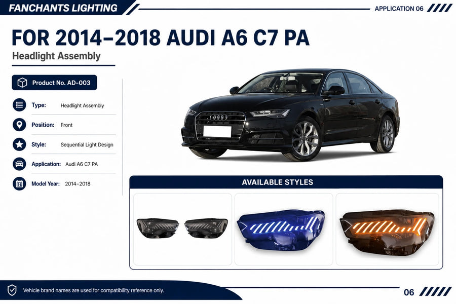 AD-003 Audi A6 C7 PA Headlight Assembly - official catalog overview