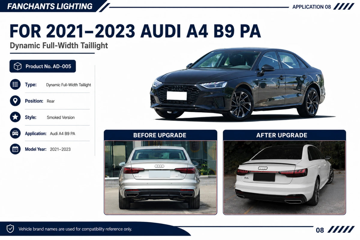 AD-005 Audi A4 B9 PA Dynamic Full-Width Taillight - official catalog overview
