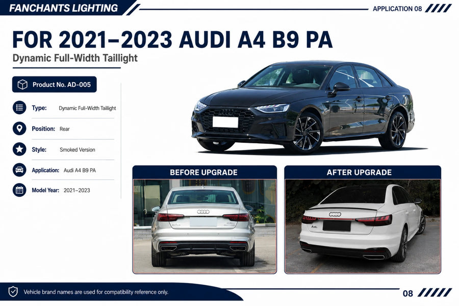 AD-005 Audi A4 B9 PA Dynamic Full-Width Taillight - official catalog overview