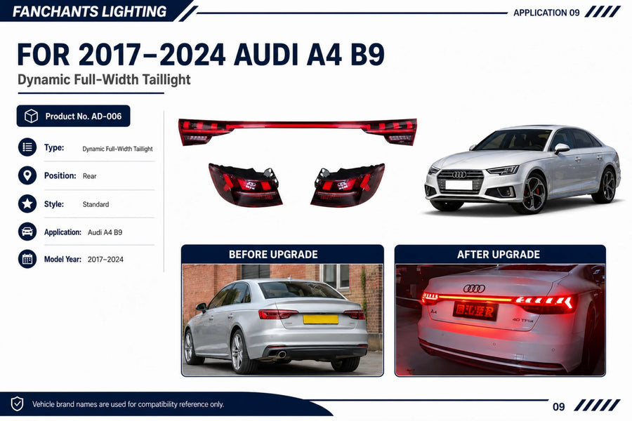 AD-006 Audi A4 B9 Dynamic Full-Width Taillight - official catalog overview