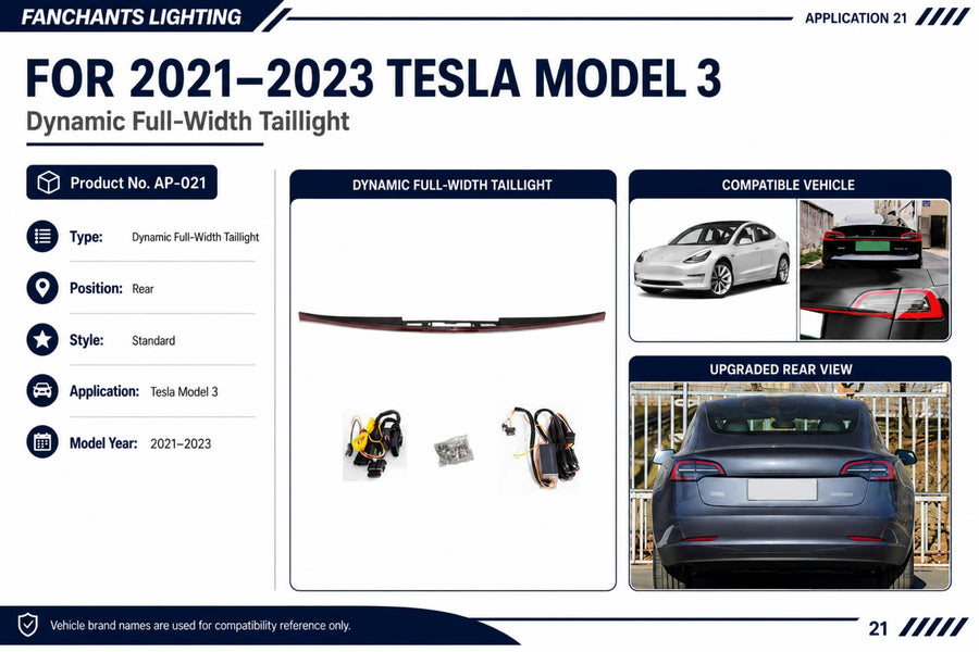 AP-021 Tesla Model 3 Dynamic Full-Width Taillight - official catalog overview