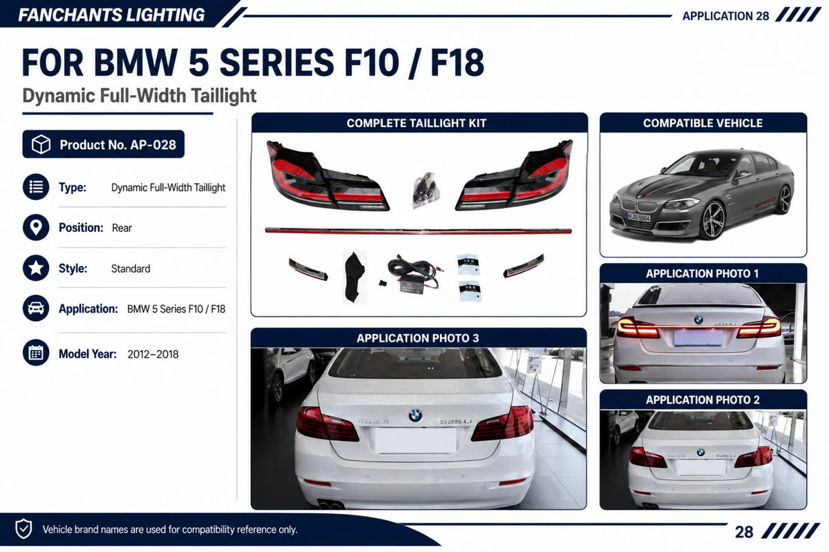 AP-028 BMW 5 Series F10/F18 Dynamic Full-Width Taillight - official catalog overview