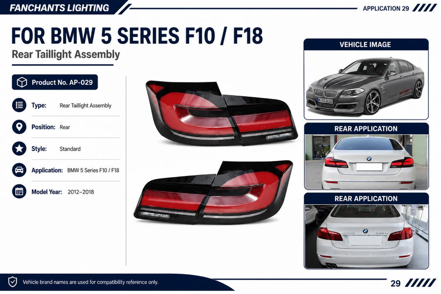 AP-029 BMW 5 Series F10/F18 Rear Taillight Assembly - official catalog overview