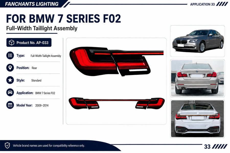 AP-033 BMW 7 Series F02 Full-Width Taillight Assembly - official catalog overview