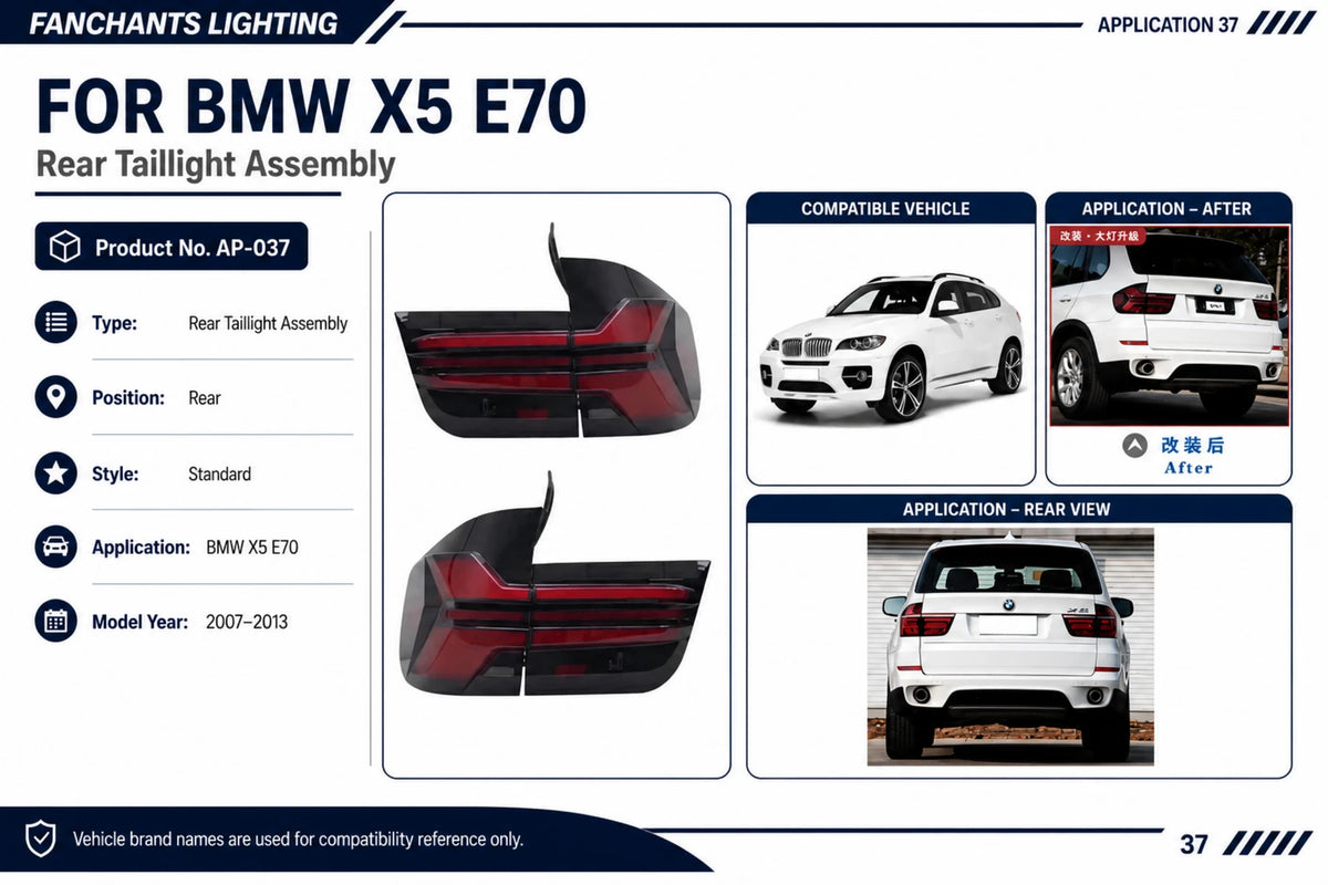AP-037 BMW X5 E70 Rear Taillight Assembly - official catalog overview