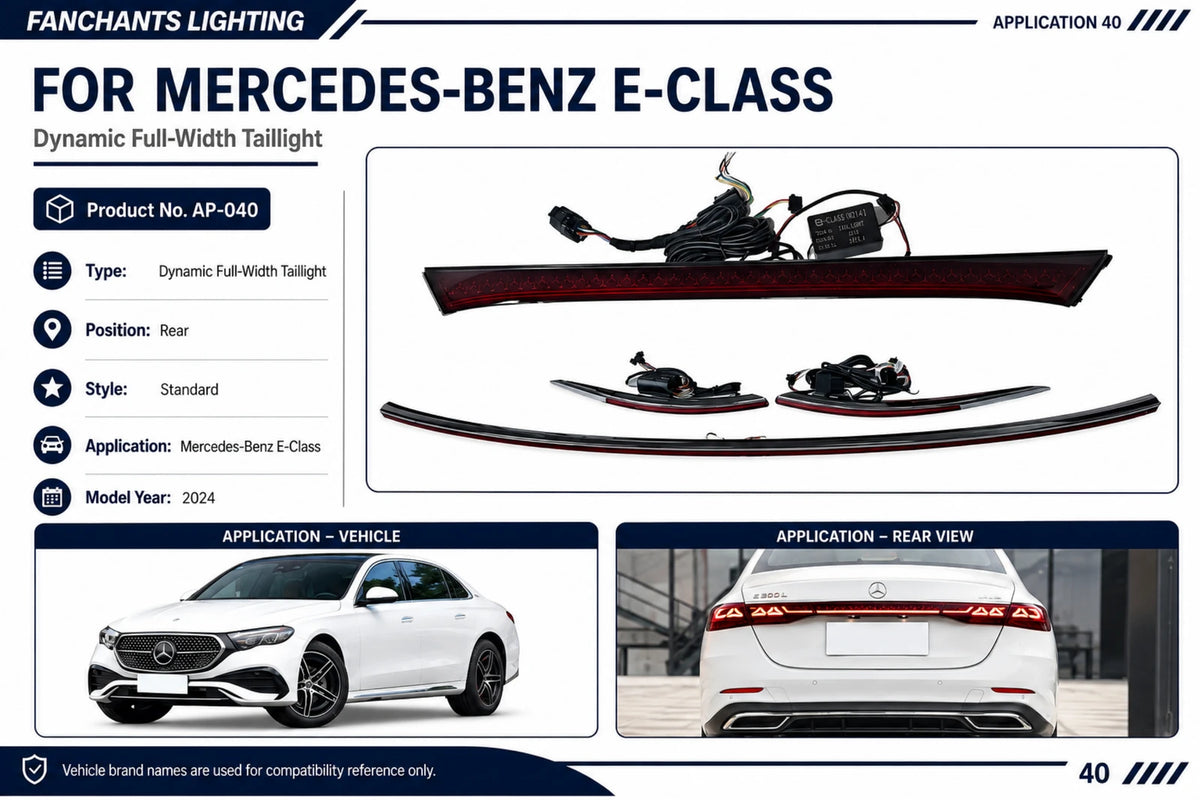 AP-040 Mercedes-Benz E-Class Dynamic Full-Width Taillight - official catalog overview