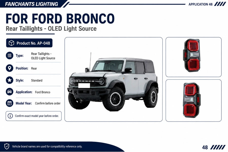 AP-048 Ford Bronco Rear Taillights - OLED Light Source - official catalog overview